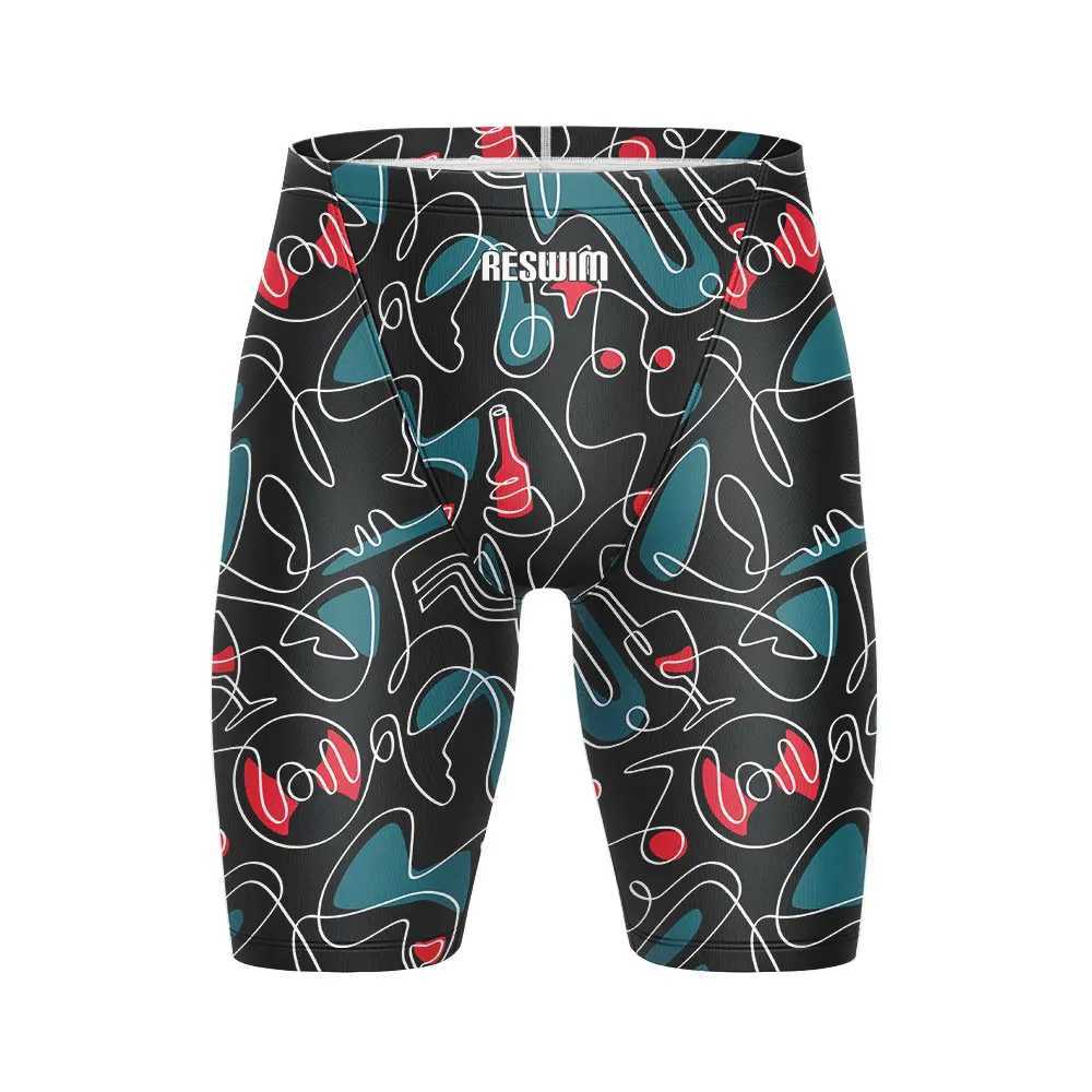 2025 Mens Print Swim Jammer Training Sports Beach Diving Surfing Pants Tights Shorts Swimming Trunks Summer Quick Dry Swimsuit W250214