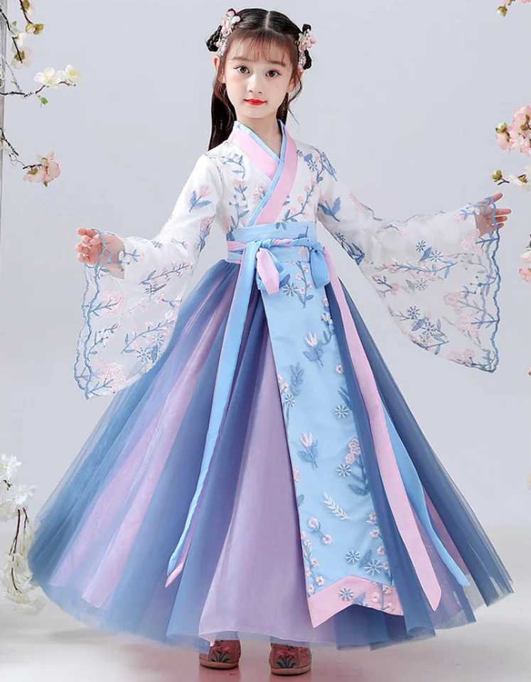 New Retro Girls Chinese Hanfu Dress Z250214