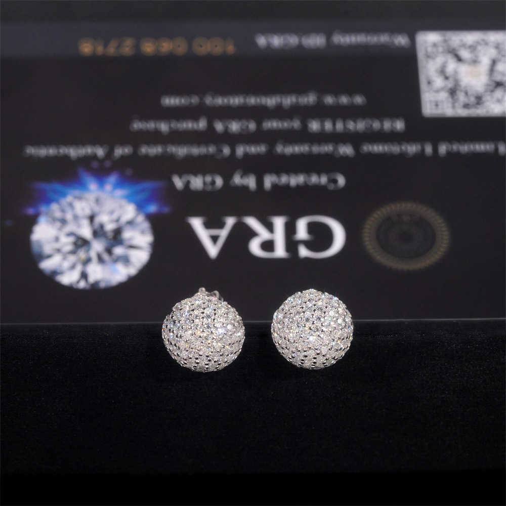 New 925 silver vvs moissani hip-hop earrings mushroom style full diamond mens and womens hot selling jewelry