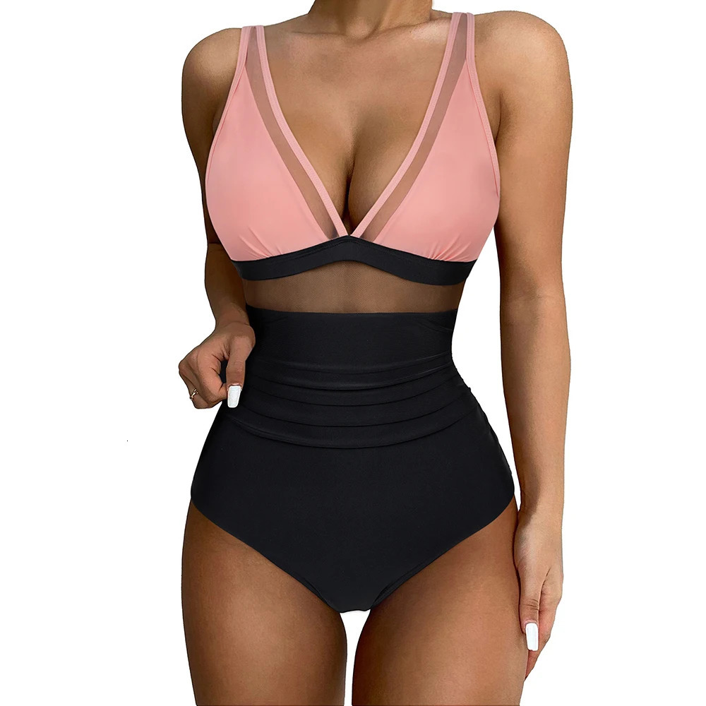 One Piece Swimsuit Women Hollow Out Bathing Suit Women Tummy Control Halter Swimwear Bikini Woman Push Up Swimsuits Female 250214
