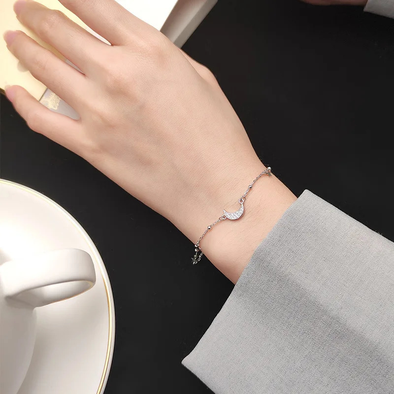 Trustdavis genuine 925 sterling silver fashionable CZ Moon Star bracelet necklace womens exquisite silver jewelry gift DA623 250110