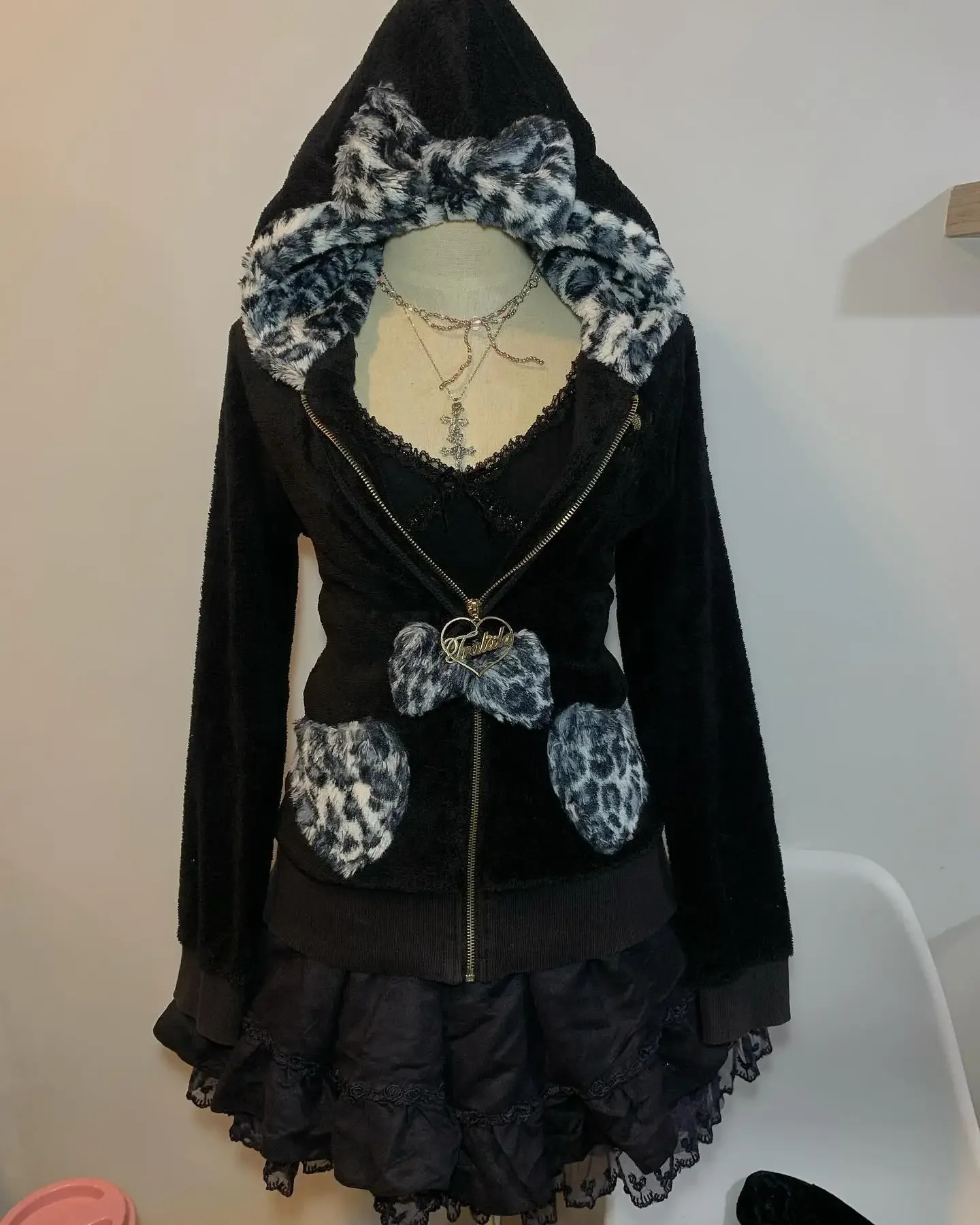 American Casual Fashion Y2K Womens Pullover Hoodie Plush Stitching Retro Leopard Print Trendy Warm Sweatshirt Sportswear Hoodies 250213