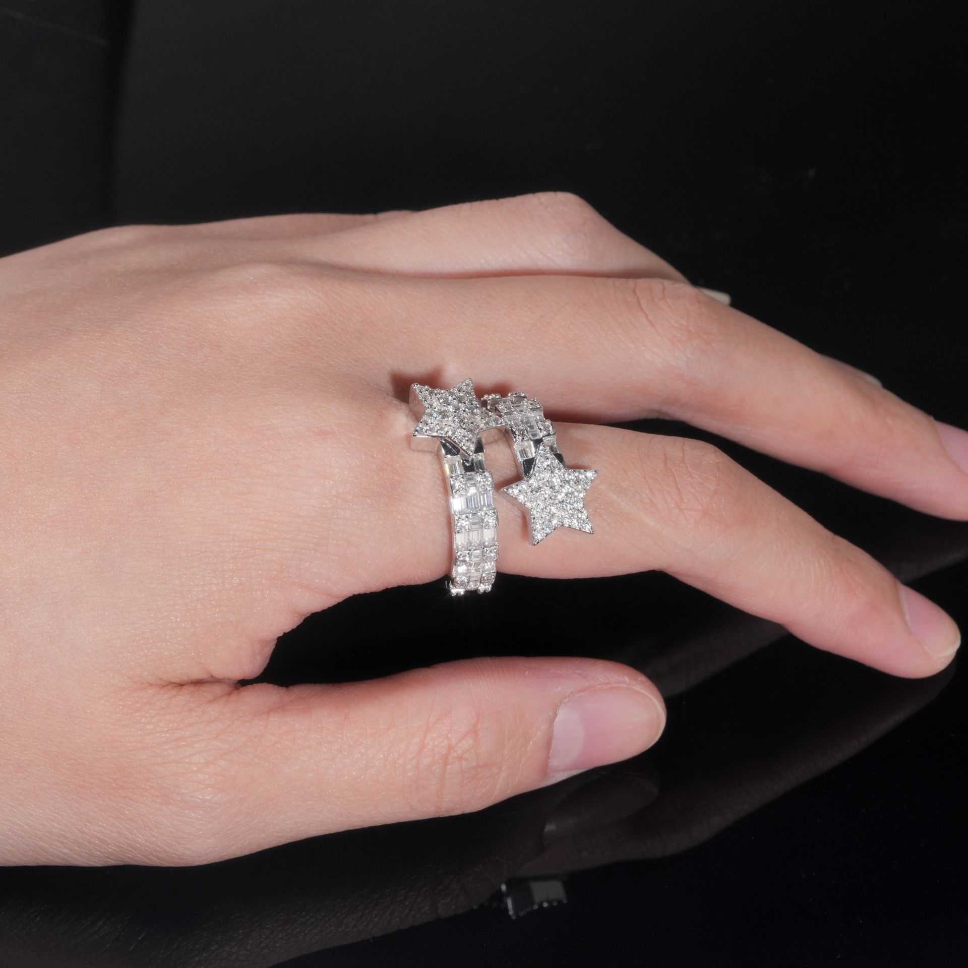 Dia Hair New Hip Hop Star Male Sier Moissanite Full Set Personalized Trendy Ring