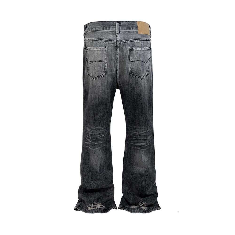 Streetwear Black Washed Ripped Baggy Flare Jeans Pants For Men And Women Straight Ropa Hombre Loose Casual Denim Trousers