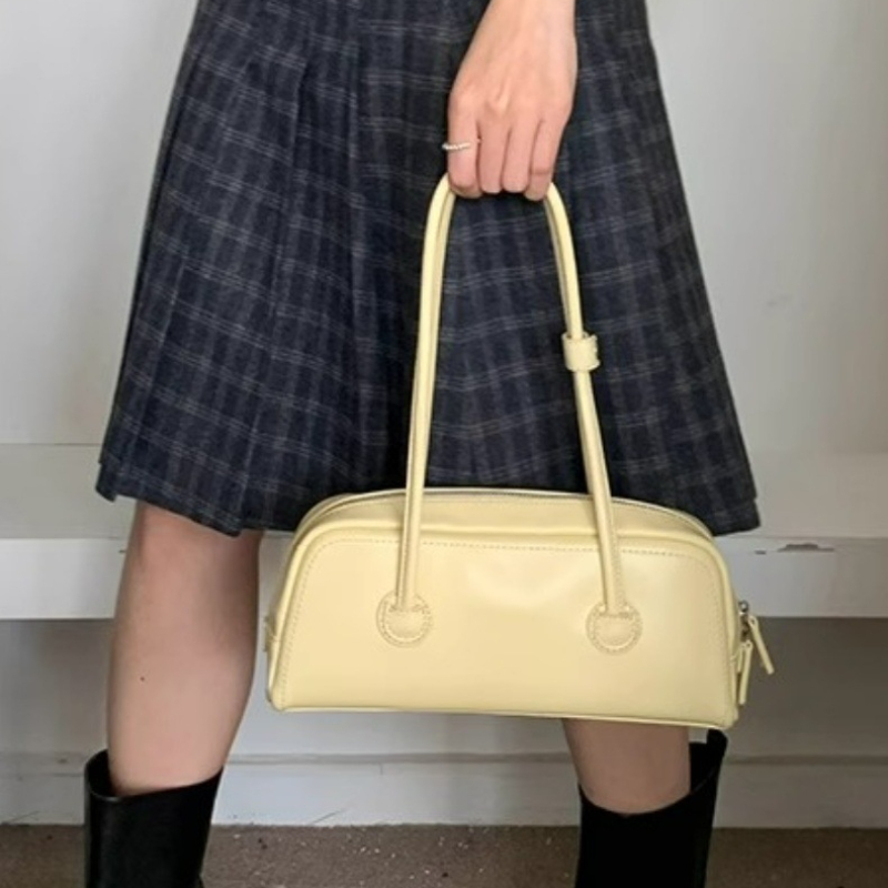 Korean Baguette Shoulder Bag - Large Capacity, Pure Color, hot PU Leather, Underarm Style, Small Square