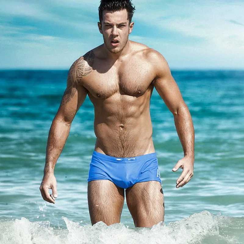GANYANR Brand Male Swimming Trunks Plus Size Swimwear Men Sexy Swimsuit Gay Swim Shorts Briefs Sunga Bathing Solid Surf Beach W250214