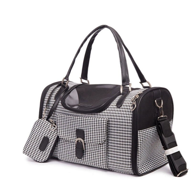 Fashion Pet Carrier, Small Dog Carrier, Cat Carrier, Quality PU Leather Dog Purse, Three Breathable Mesh Pet Carrying Handbag for Travel Walking Hikin