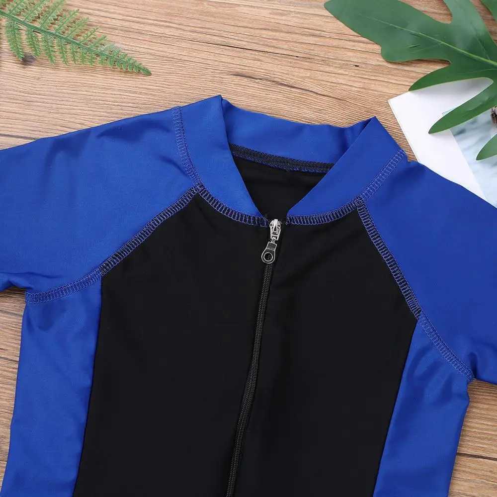 Childrens Swimsuits Wetsuit One Piece Rash Guard Swimming Bathing Suit Kids Beachwear Boys Girls Swimwear Surfing Swim Bodysuit Z250214