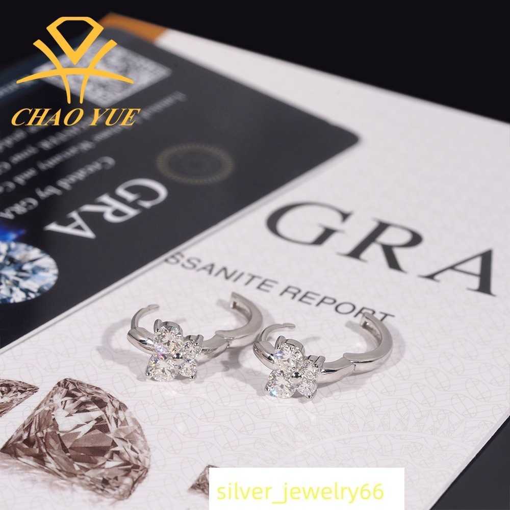 New trend high fashion 925 sterling silver earrings 4mm single stone vvs vs ice crystal moissani personalized jewelry