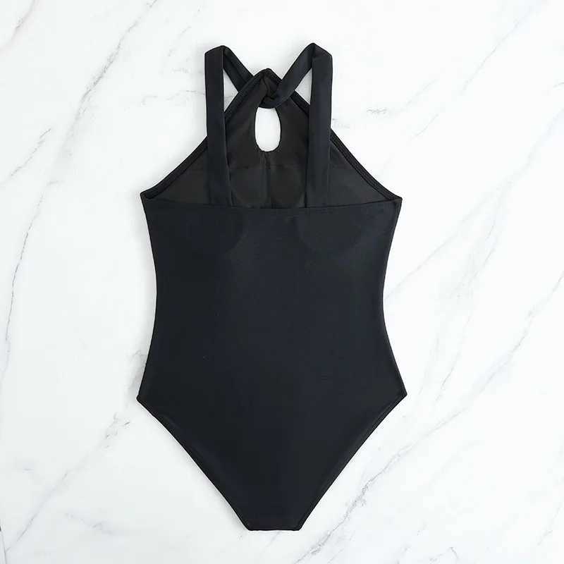 Black Girls One Piece Swimsuit 8-12 Year Kids Swim Suit Teenage Childrens Swimwear 2025 High Neck Bathing Suits Beach Bodysuit Z250214