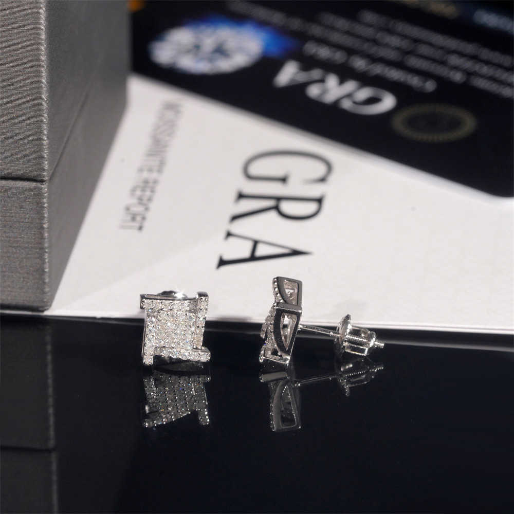 New 925 sterling silver vvs moissani hip-hop personality earrings pass GRA test