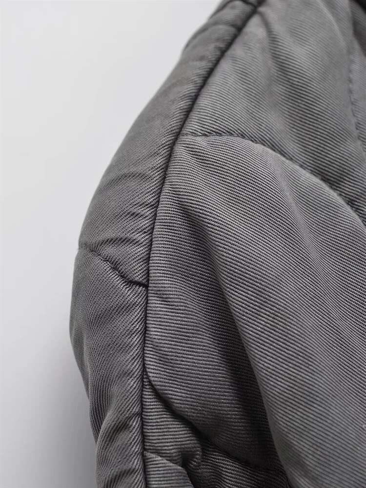 Kar&Otza Autumn/Winter New Product Women's Stand up Collar Simple and Versatile Long Sleeve Jacket Thin Cotton Jacke