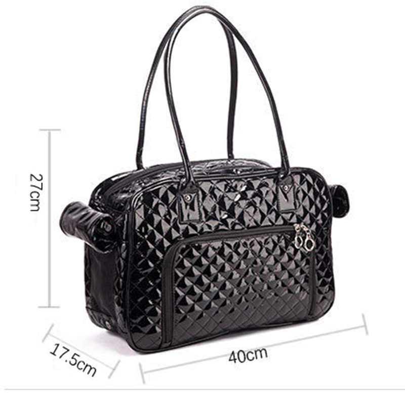 Dog Carrier for Available in All Seasons, Double Sided Breathable Mesh, Holds Up to 8lbs Quality PU Patent Leather Pet Carrier for Outdoor Travel Walk