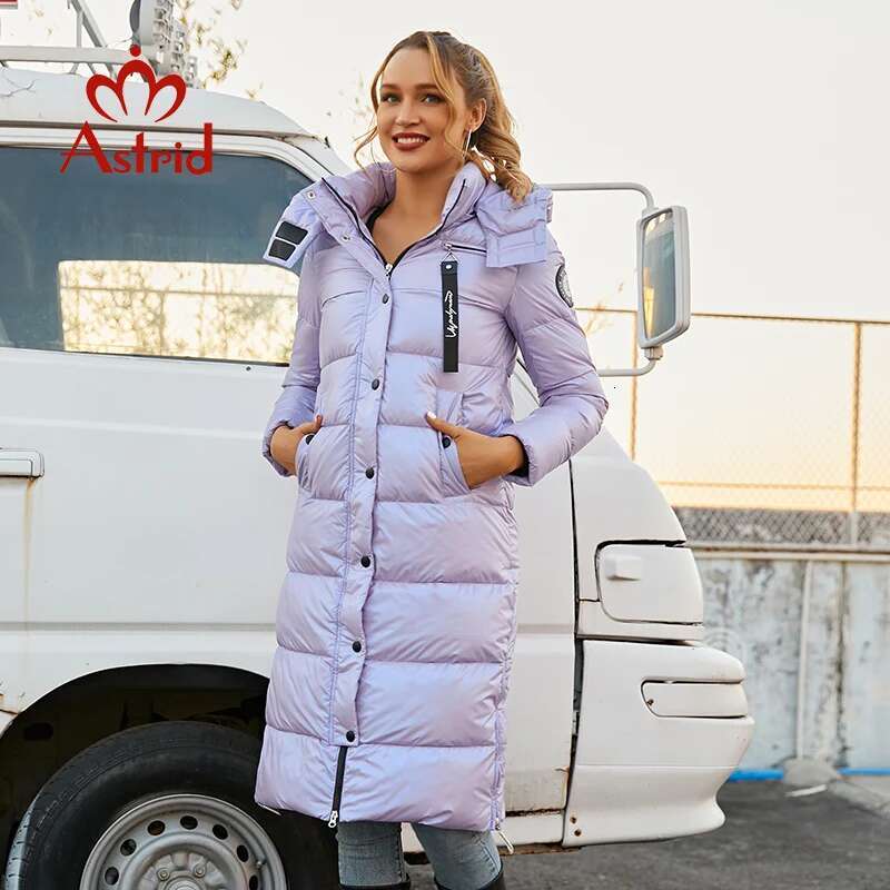 Astrid 2022 New Winter Women's Coat Women Long Warm Parka Bright Fabric Fashion Jacket Hooded Plus Size Female Clothing 9510