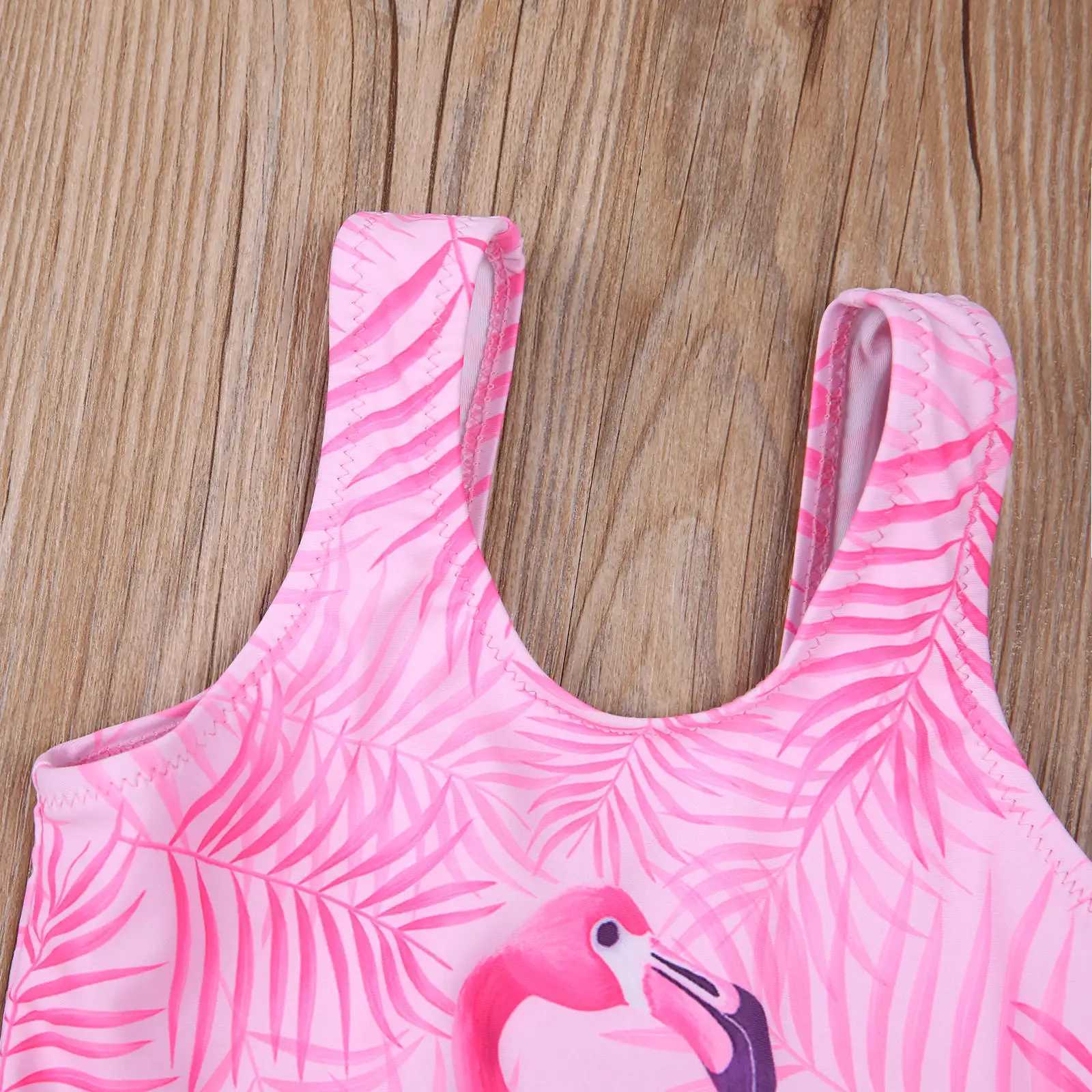 2022 Yiiciovy Cute Little Girls Summer Swimsuit Children Flamingo Printing Sleeveless Swimwear Beachwear Bathing Suit Z250214