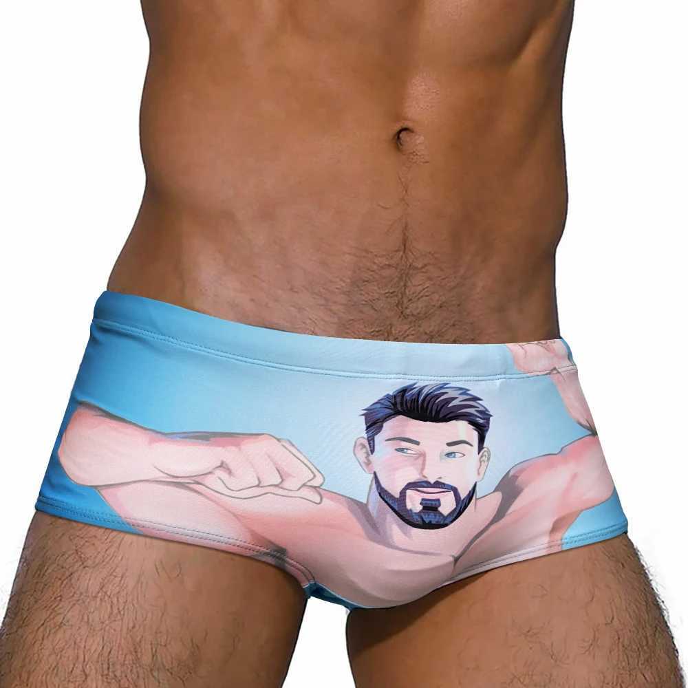 Sexy Mens Swim Trunks Summer Beach Board Bathing Suit Sport Surfing Swimwear Fashion Male Polyester Quick Dry Pad Bulge Swimsuit W250214