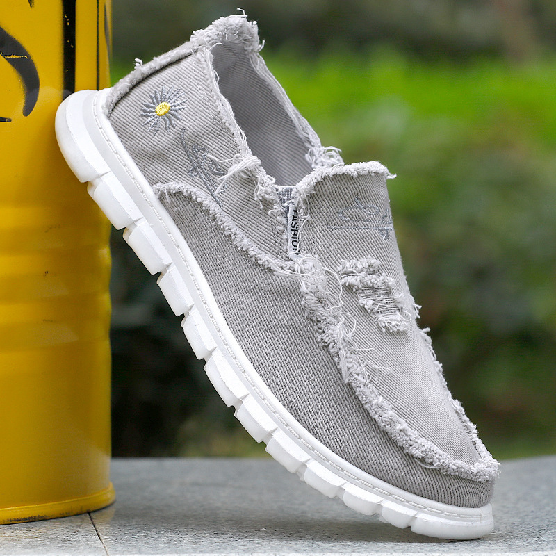 2025 New Spot Color Single Foot Breathable Board Shoes Outdoor Fashion Canvas Soft Bottom Old Beijing Fabric Comfortable Casual Men's Shoes