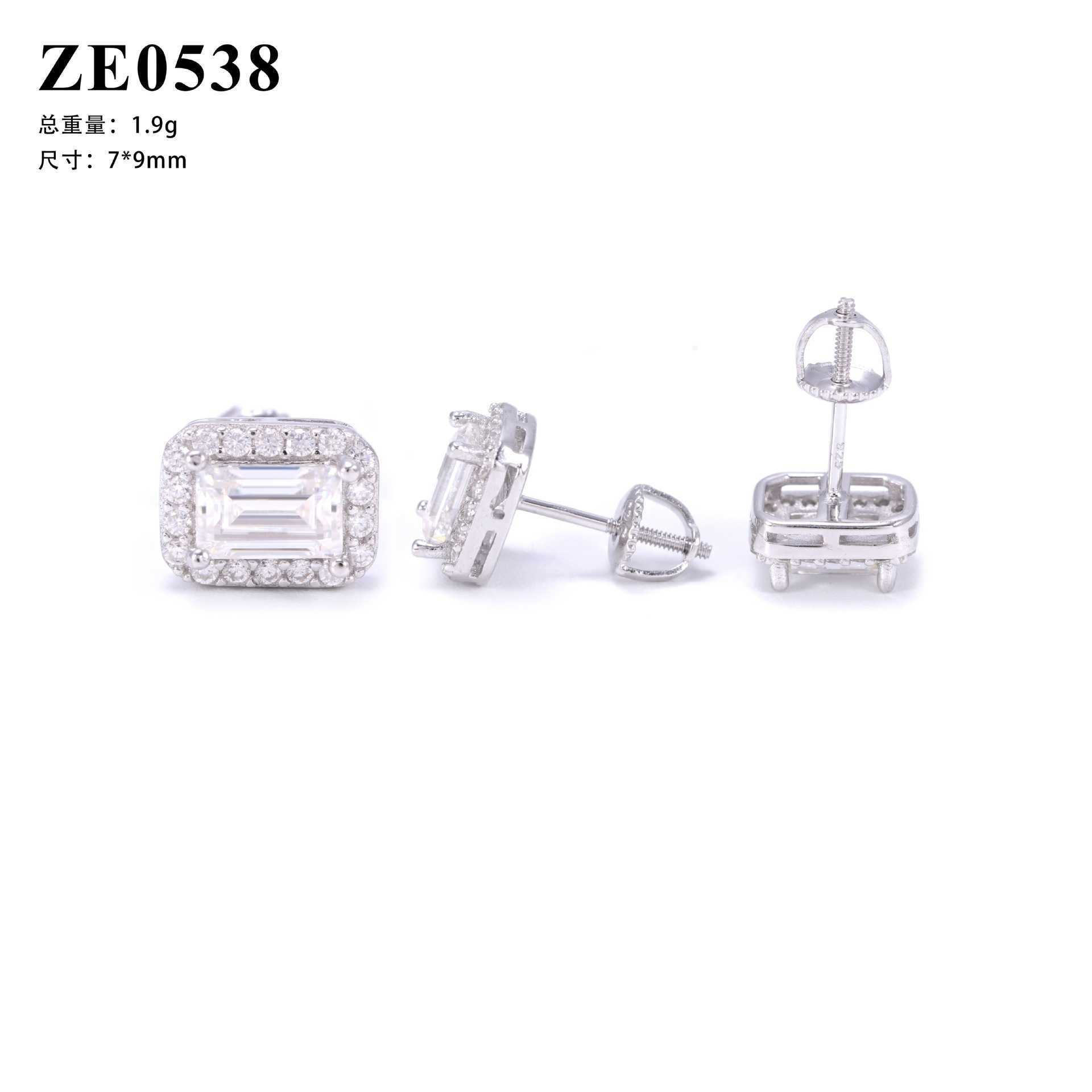 New jewelry 925 silver long ladder square moissanite hip-hop earrings hot selling personalized earrings