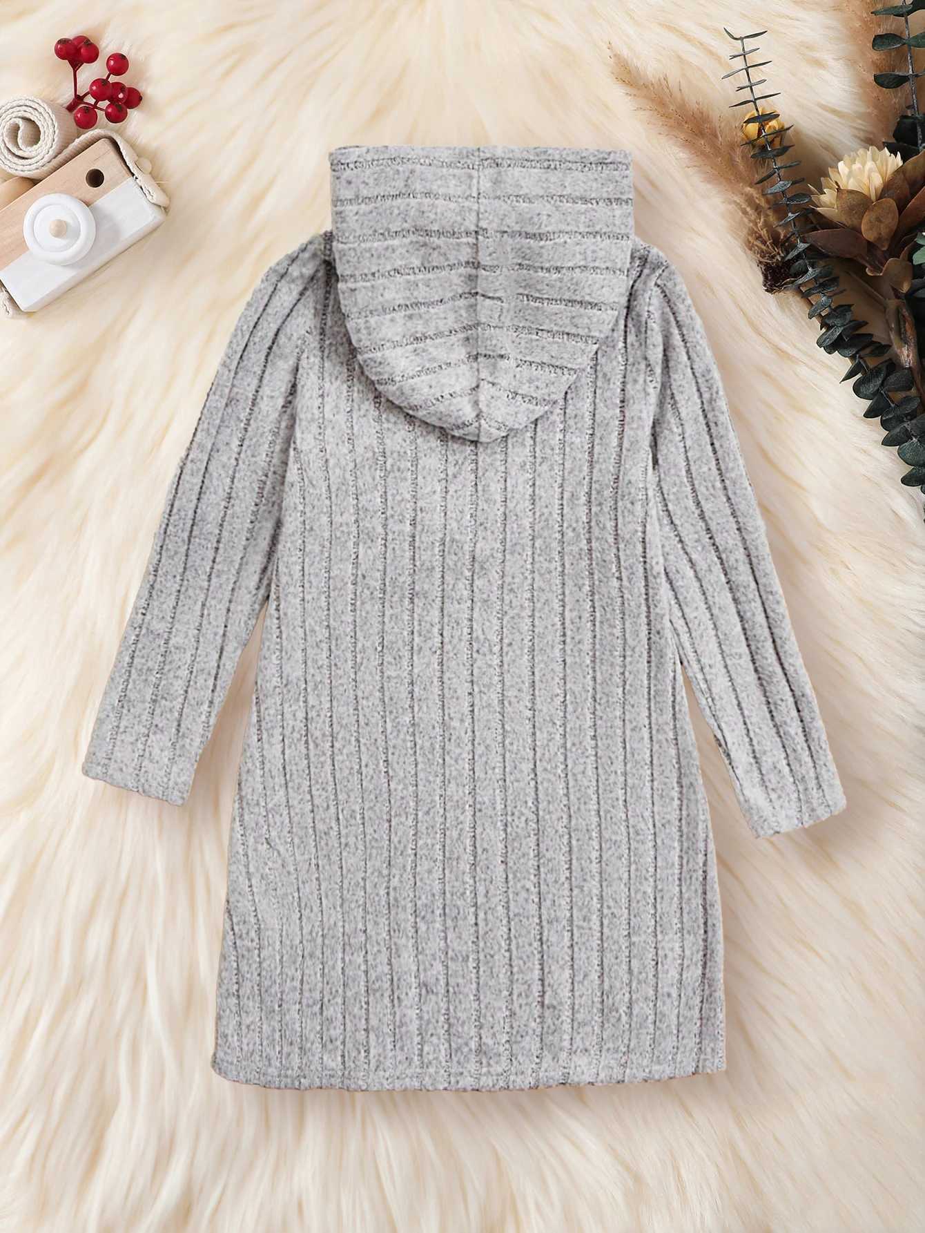 Summer Girls Dress Long Sleeve Hooded Striped Comfortable Fashion Childrens Clothing 4-7Y Z250214