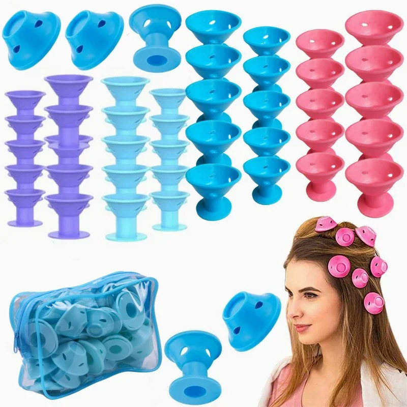 10/20pcs Soft Rubber Hair Curlers Silicone Heatless Hair Rollers Clips No Hurt Hair Rollers Hairdressing DIY Hair Styling Tools 250214