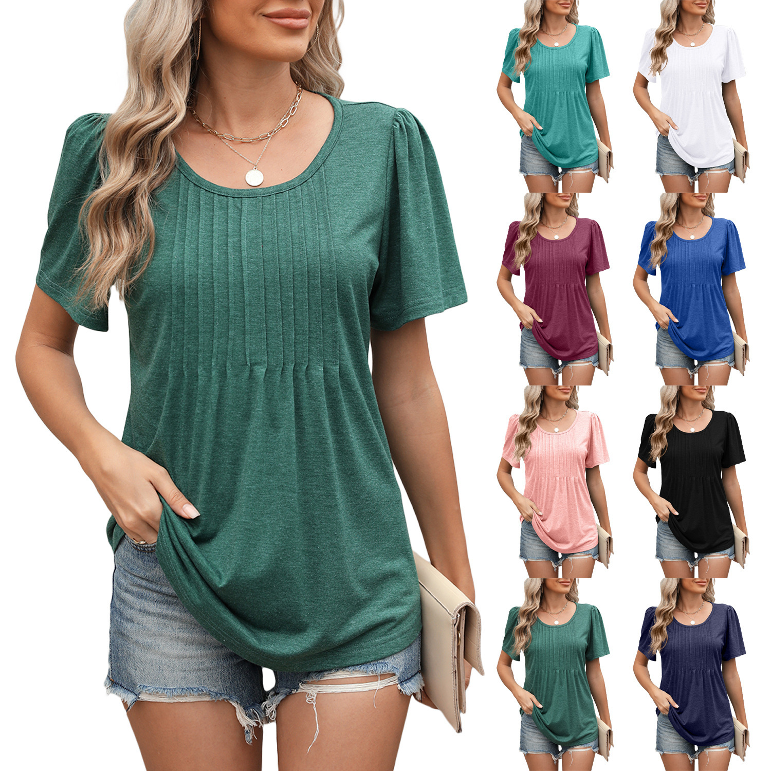 Designer Free Shipping For Spring/summer 2025 Hot Selling New Round Neck Zipper Loose Short Sleeved T-shirt Top