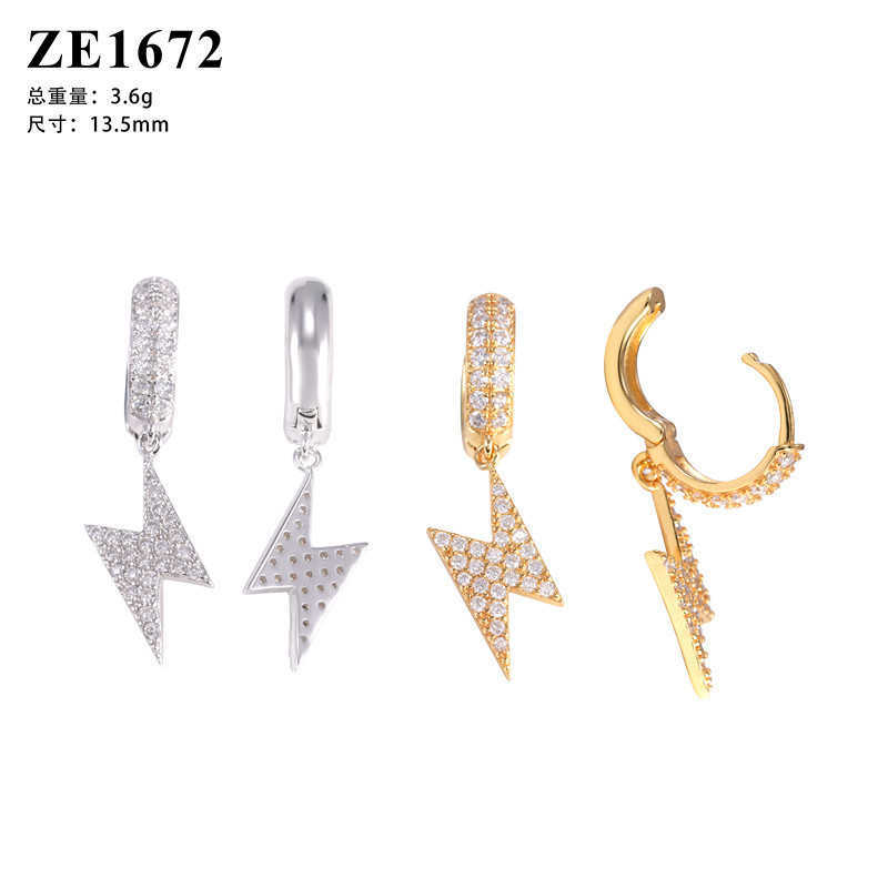 Diamond hair high-end earrings hot selling hip-hop S925 silver moissanite lightning earrings suitable for men and women with GRA