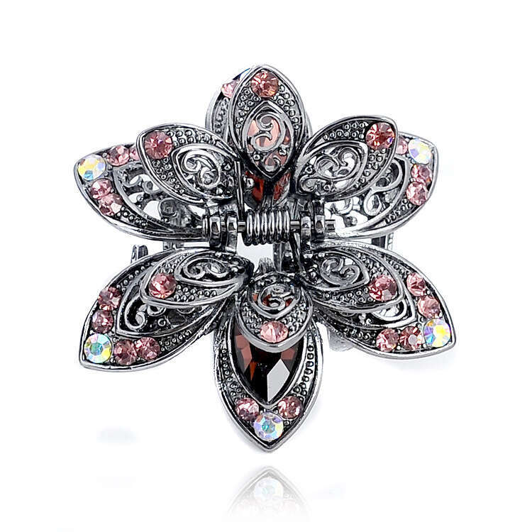 Women's accessories clip, crystal dot diamond hollow center grab alloy headwear hair clip