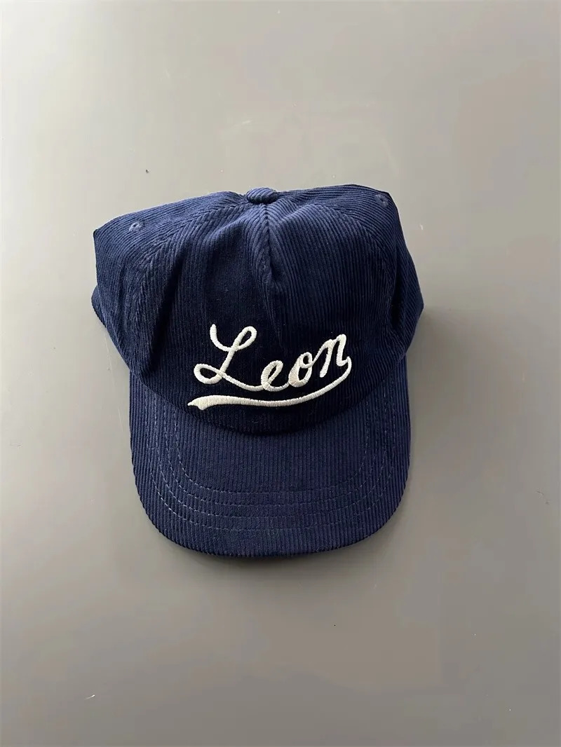 Corduroy Vintage Letter Embroidered Adjustable Baseball Hat Leon Corduroy Hat MZ182 250213