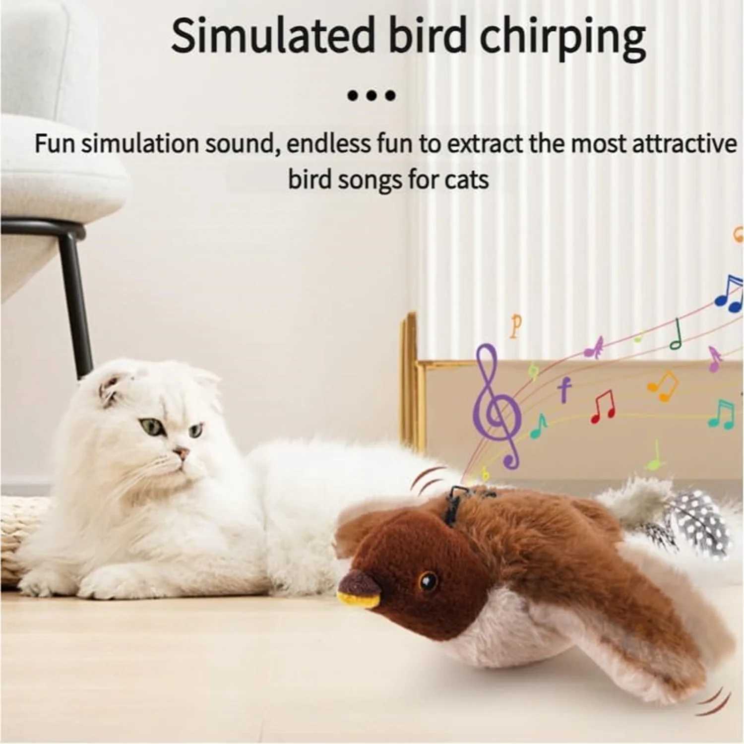 2025 New Rechargeable Interactive Flapping Chirping Toy Bird Caip Toys Cat gamesT250214