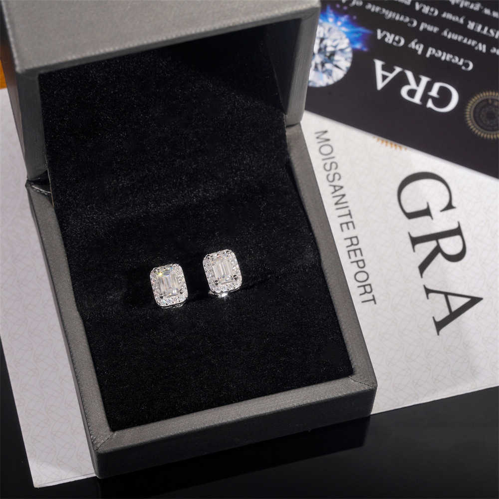 New jewelry 925 silver long ladder square moissanite hip-hop earrings hot selling personalized earrings