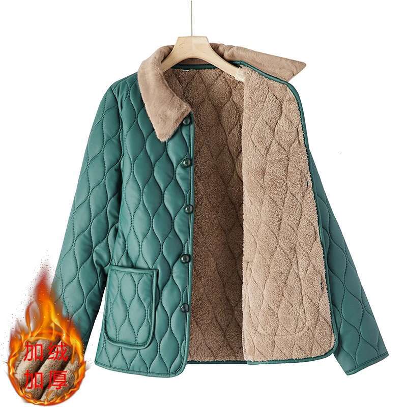 Women Lapel Jackets Winter Plus Size Cotton Thick Windproof Parka Coat Pockets Buttons Short Plush Waterproof Outerwear