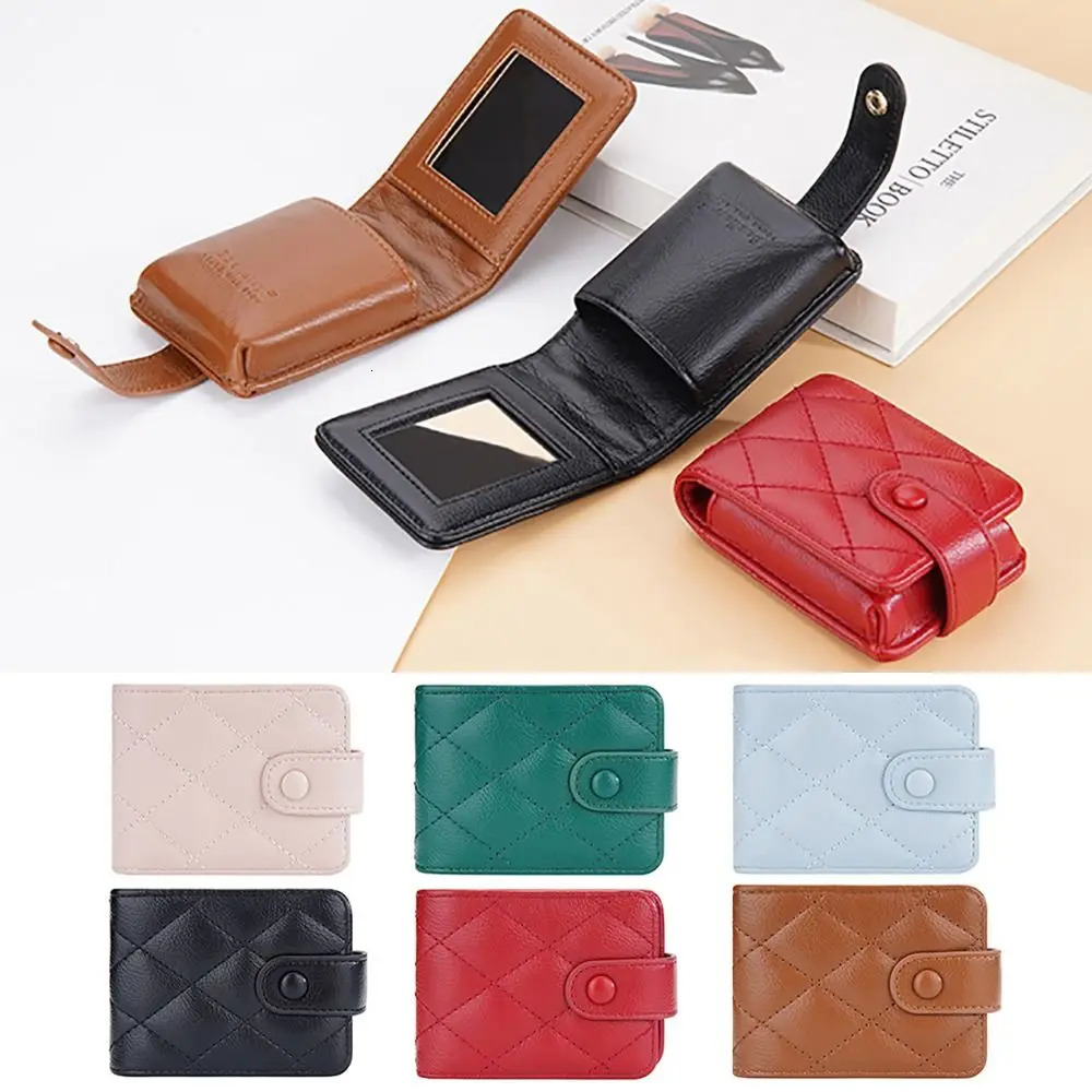 PU Leather Lipstick Bag High-quality Mini With Mirror Lipstick Pouch Snap Button Lipstick Storage Case 250207