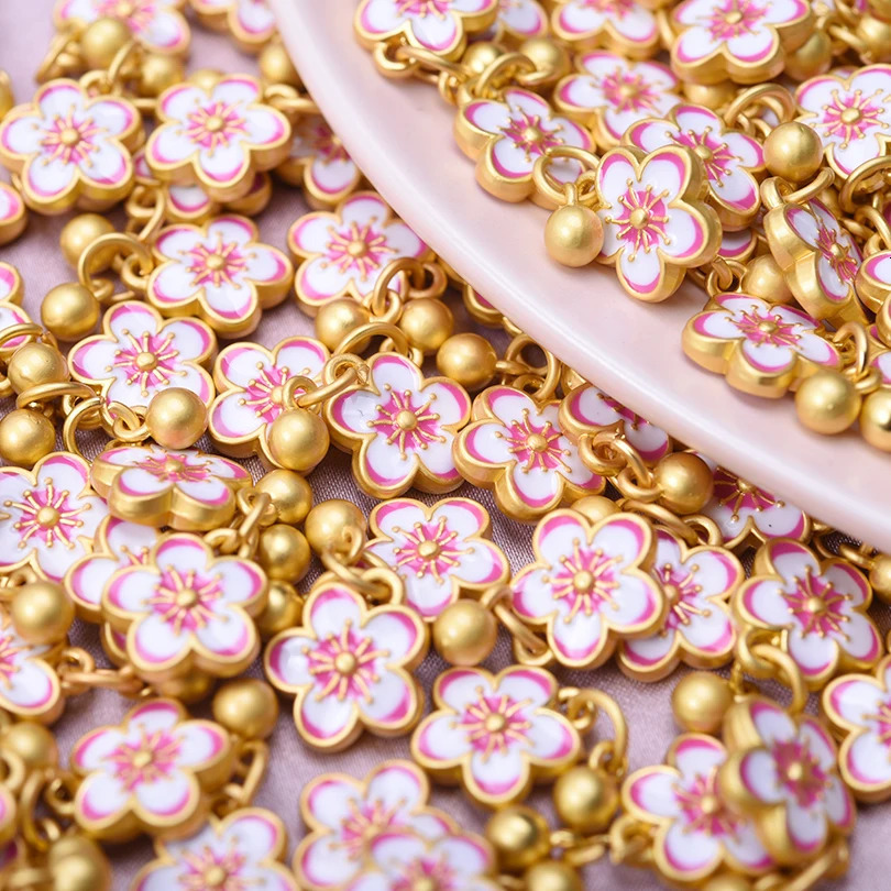 5/16Pcs Mix Styles Traditional Chineseitation Lotus Sakura Flower Charms Kawaii Enamel Butterfly Candy Pendant Jewelry Making 250214