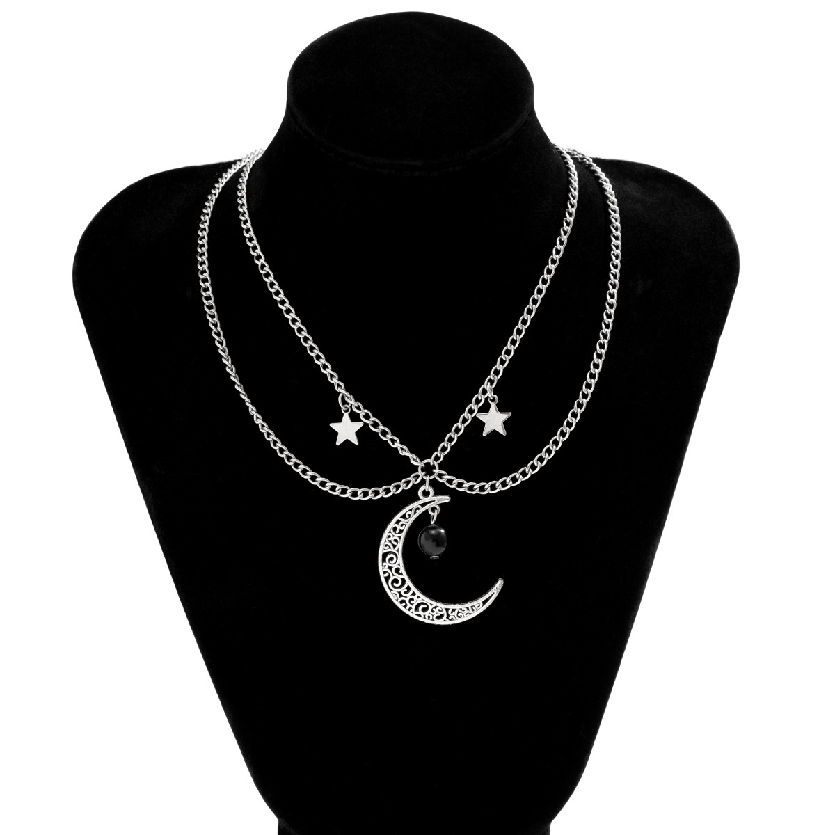 Woman Jewelry personality sweet cool double layered versatile collarbone necklace, simple and cold wind star tassel necklace