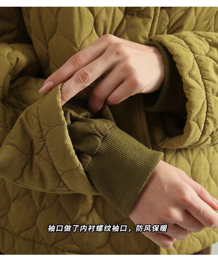100% Cotton Quilted Coat Long Sleeved Autumn Outdoor Overcoat Vintage Winter Jackets For Women 2023 Manteaux Femme