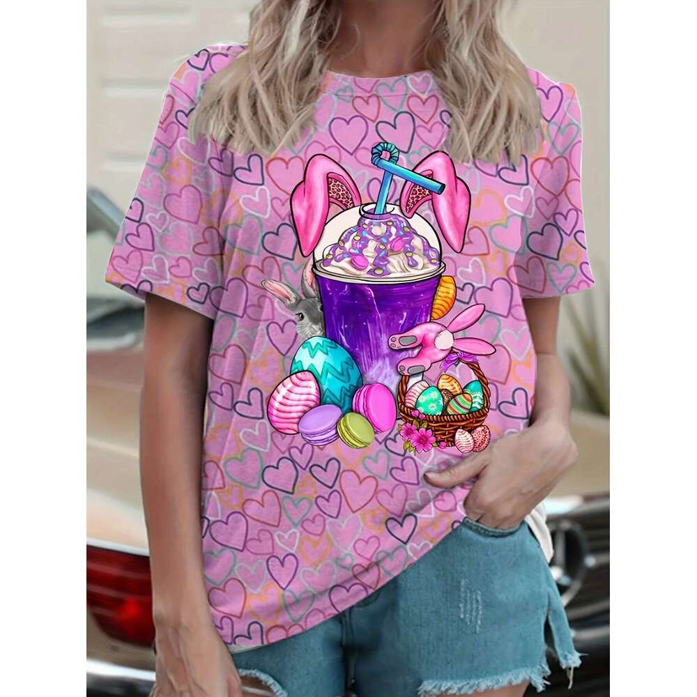 Plus Printed Short-Sleeved T-Shirt, Ladies Plus Size Clothing