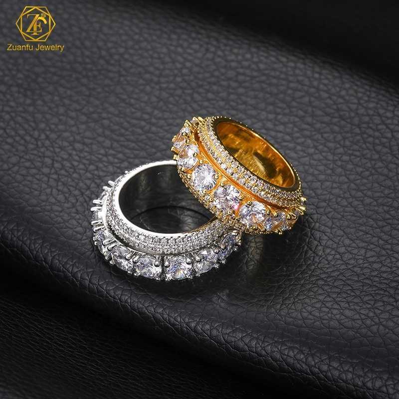 D Mosan Fine Jewelry Wheel Ring 925 Sterling Silver Vvs Diamond Hip Hop Mens 5 Layer Moissanite Eternity Cuban Ring