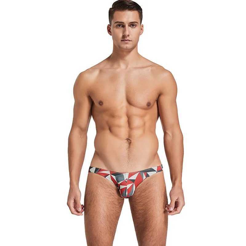 Swimwear Men Briefs Sexy Half Covered Buttocks Swimming Trunks Bathing Swim Beach Shorts Surf Beachwear Trendy Print Men Bikini W250214