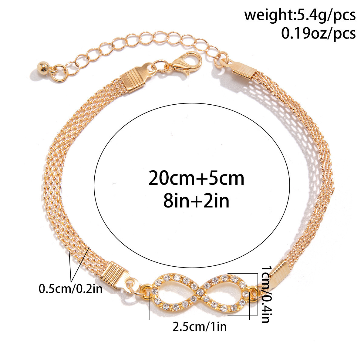 Woman Leisure Beach Dia Heart 8-character Infinite Symbol Feet Minimalist Geometric fashion Metal Chain Anklet