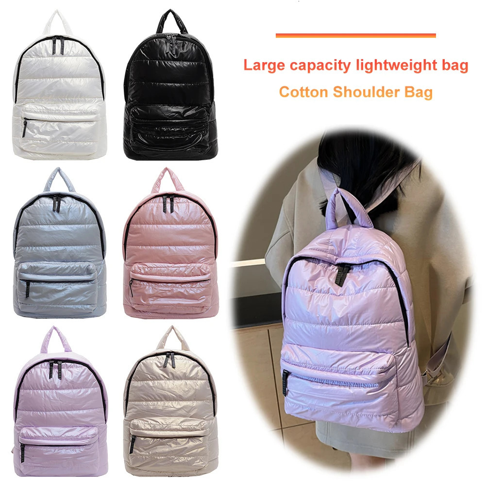 Puffer Backpack Multi Pocket for Women Men Shoulder Bag Adjustable Strap Rucksack for Work Travel 250214