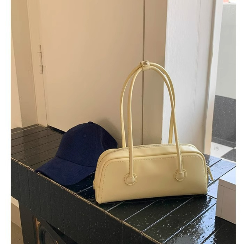 Korean Baguette Shoulder Bag - Large Capacity, Pure Color, hot PU Leather, Underarm Style, Small Square