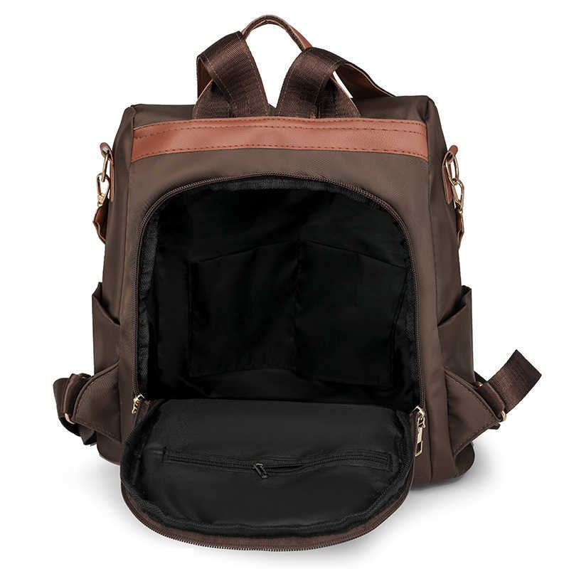 Anti theft backpack for women new trend simple contrasting color large capacity casual womens backpack womens bag