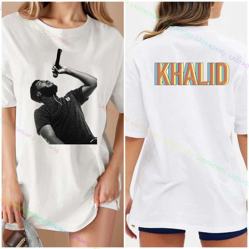 Rap 90S Hip-Hop Style Shirt Short Sleeve Tee Khalid Merch Women's T-Shirts 100% Cotton Y2k Vintage Top New In Tops & Tees Tshirt