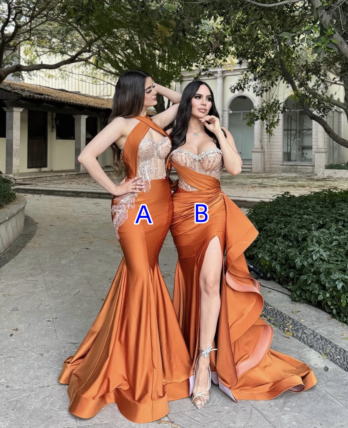 Long Mermaid Bridesmaid Dress Sleeveless Beaded Appliques Modern Side Split Wedding Party Formal Dress Satin Prom Gown For Women 2025