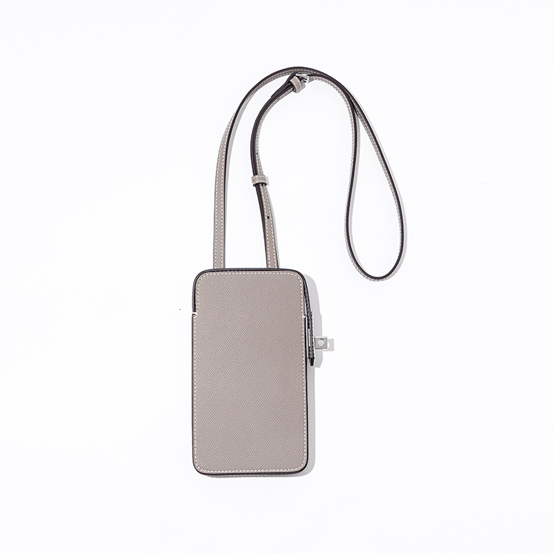 New Fashion Versatile Lock Buckle Phone Hand Palm Pattern Genuine Leather Box Simple Solid Color Crossbody Mini Bag For Women