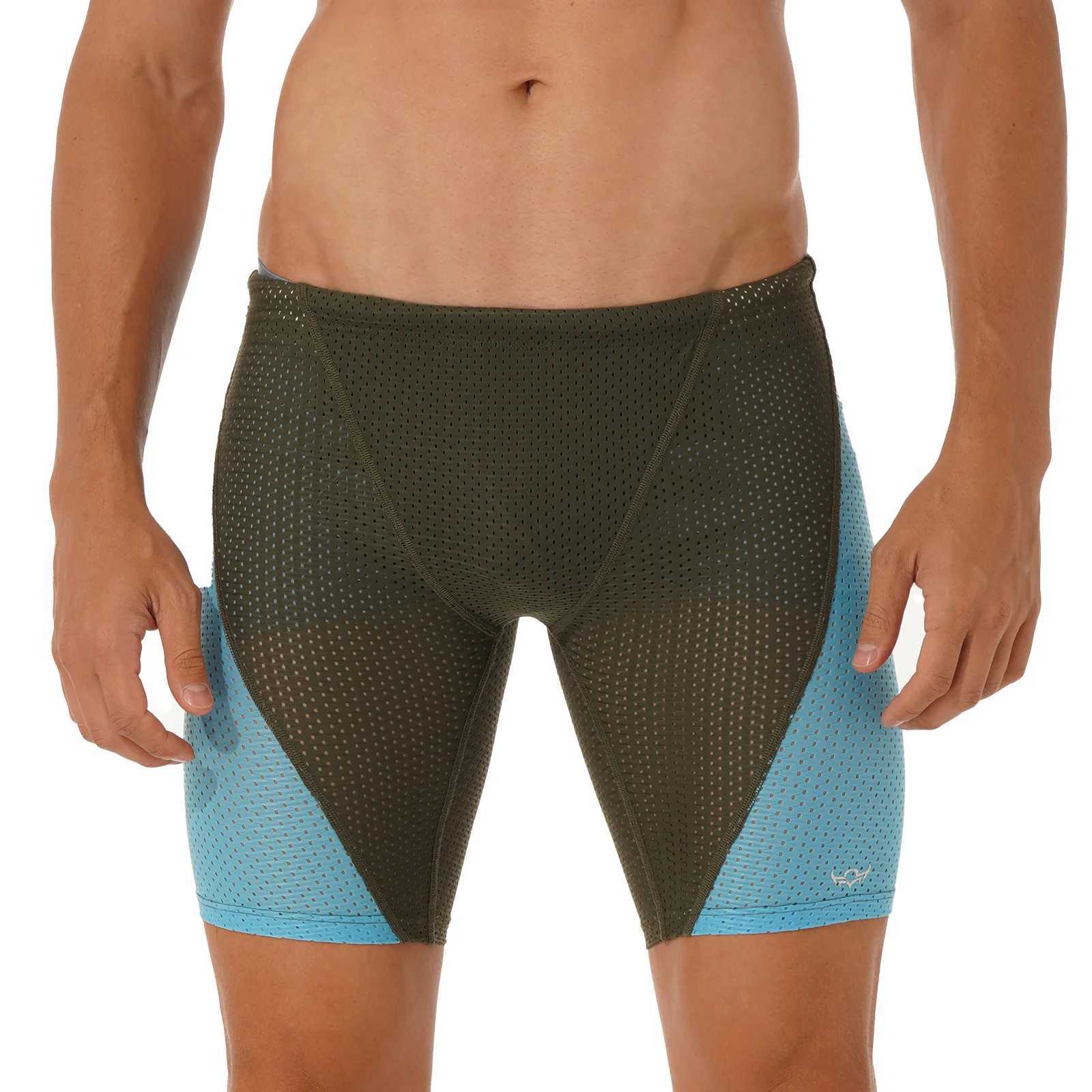 Swimwear Mens Swimsuit Hollow Out Quick Dry Swimming Trunks Contrast Color Shorts Sports Gym Fitness Yoga Cycling Short Pants W250214