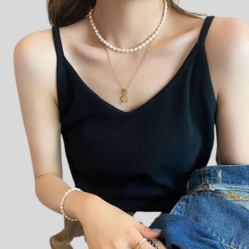 New suspender vest women's summer wear waffle loose top slim sleeveless bottoming shirt t-shirt