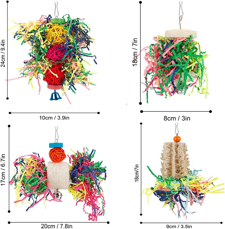 4pcs/set Parrot-Friendly Bird Rope Perches with Shredded Paper Filling - Engaging Activity for Lovebirds & Parrotlets