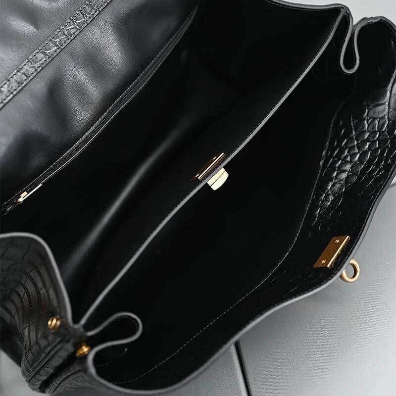Genuine Leather Handbag 35Cm Crocodile Pattern Women's Bag With A Loose Feel High-End Feeg Lazy Crossbody Large
