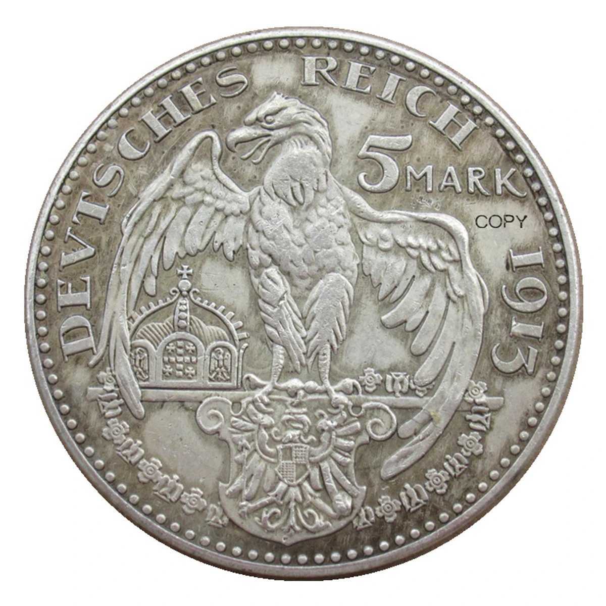 Reproduction Germany 5 Mark 1913 Silver Plated Decorative Commemorative Coin W250207